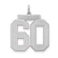 Sterling Silver/Rhodium-plated Satin Number 60 Charm