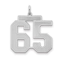 Sterling Silver/Rhodium-plated Satin Number 65 Charm