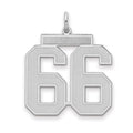 Sterling Silver/Rhodium-plated Satin Number 66 Charm