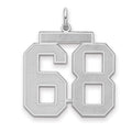 Sterling Silver/Rhodium-plated Satin Number 68 Charm