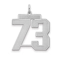 Sterling Silver/Rhodium-plated Satin Number 73 Charm