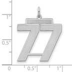 Sterling Silver/Rhodium-plated Satin Number 77 Charm