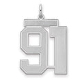 Sterling Silver/Rhodium-plated Satin Number 91 Charm