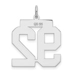 Sterling Silver/Rhodium-plated Satin Number 92 Charm