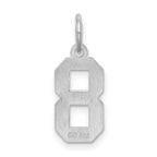 Sterling Silver/Rhodium-plated Satin Number 8 Charm