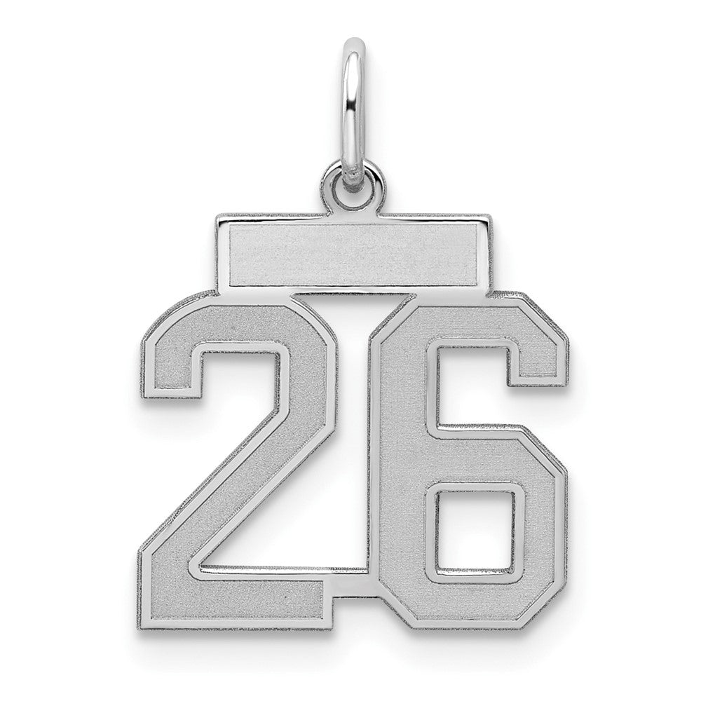 Sterling Silver/Rhodium-plated Satin Number 26 Charm