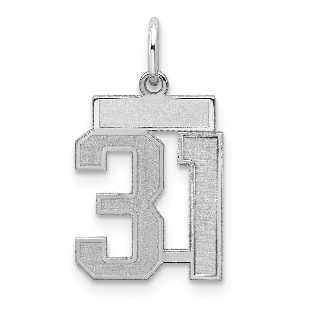 Sterling Silver/Rhodium-plated Satin Number 31 Charm