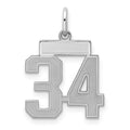 Sterling Silver/Rhodium-plated Satin Number 34 Charm