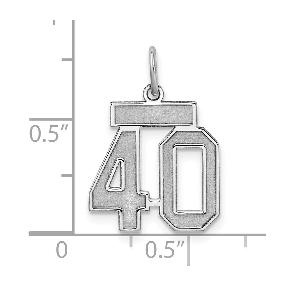 Sterling Silver/Rhodium-plated Satin Number 40 Charm