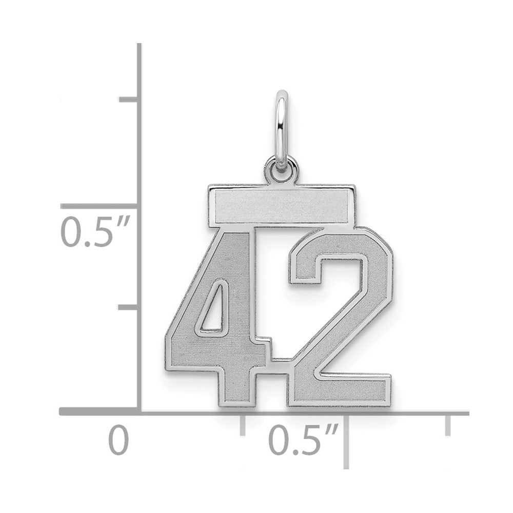 Sterling Silver/Rhodium-plated Satin Number 42 Charm
