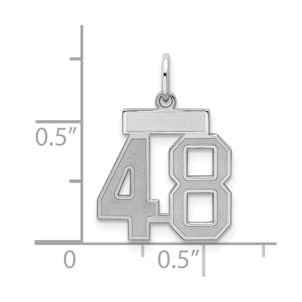 Sterling Silver/Rhodium-plated Satin Number 48 Charm