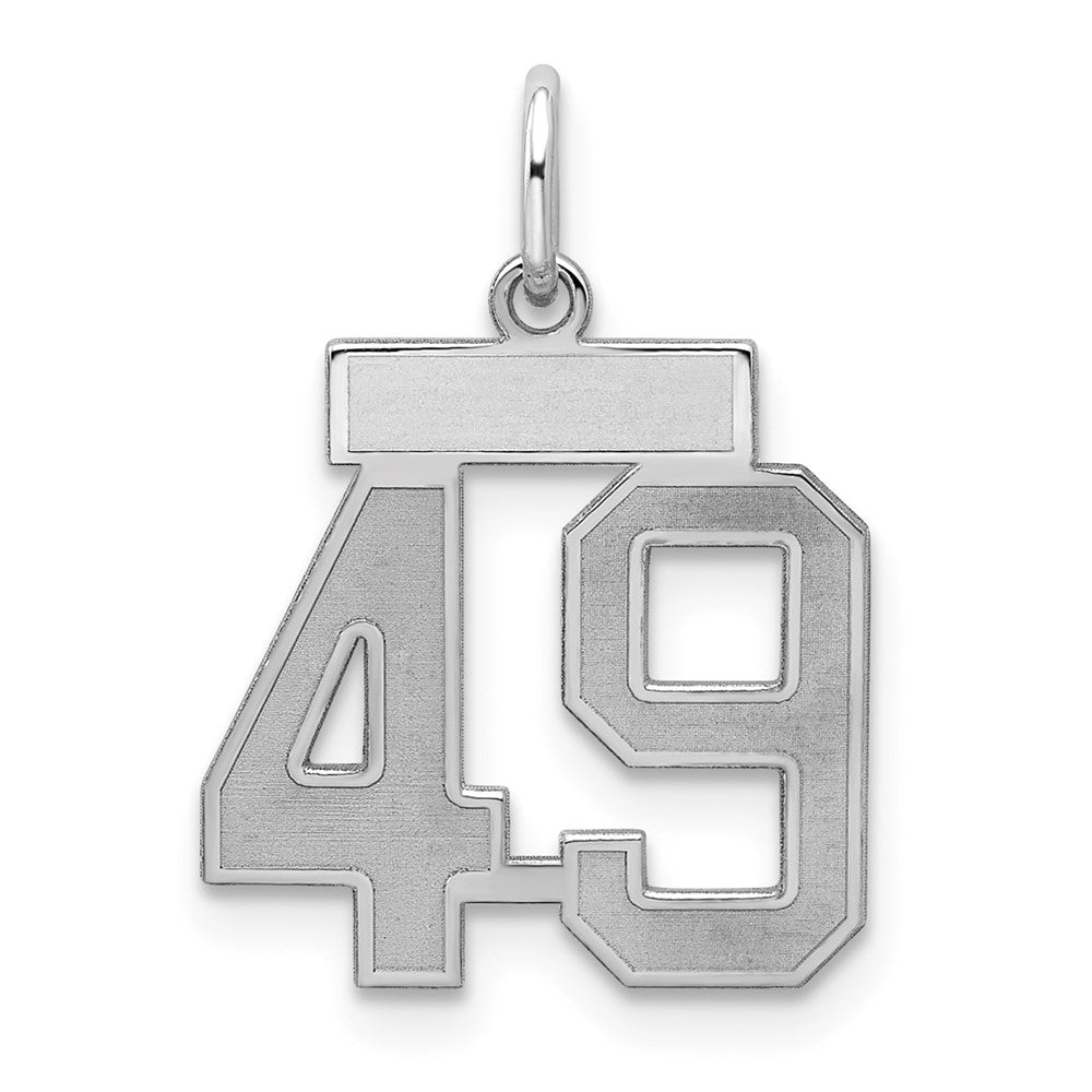 Sterling Silver/Rhodium-plated Satin Number 49 Charm