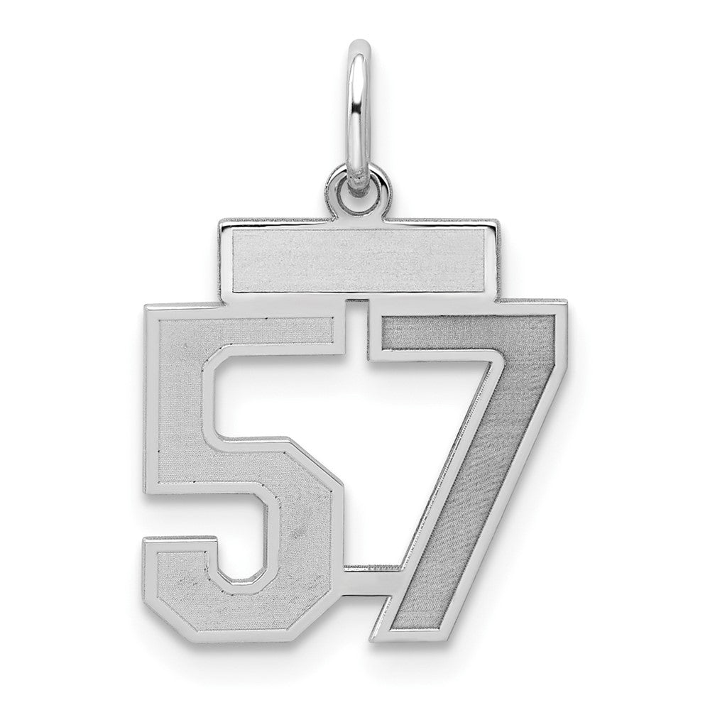 Sterling Silver/Rhodium-plated Satin Number 57 Charm