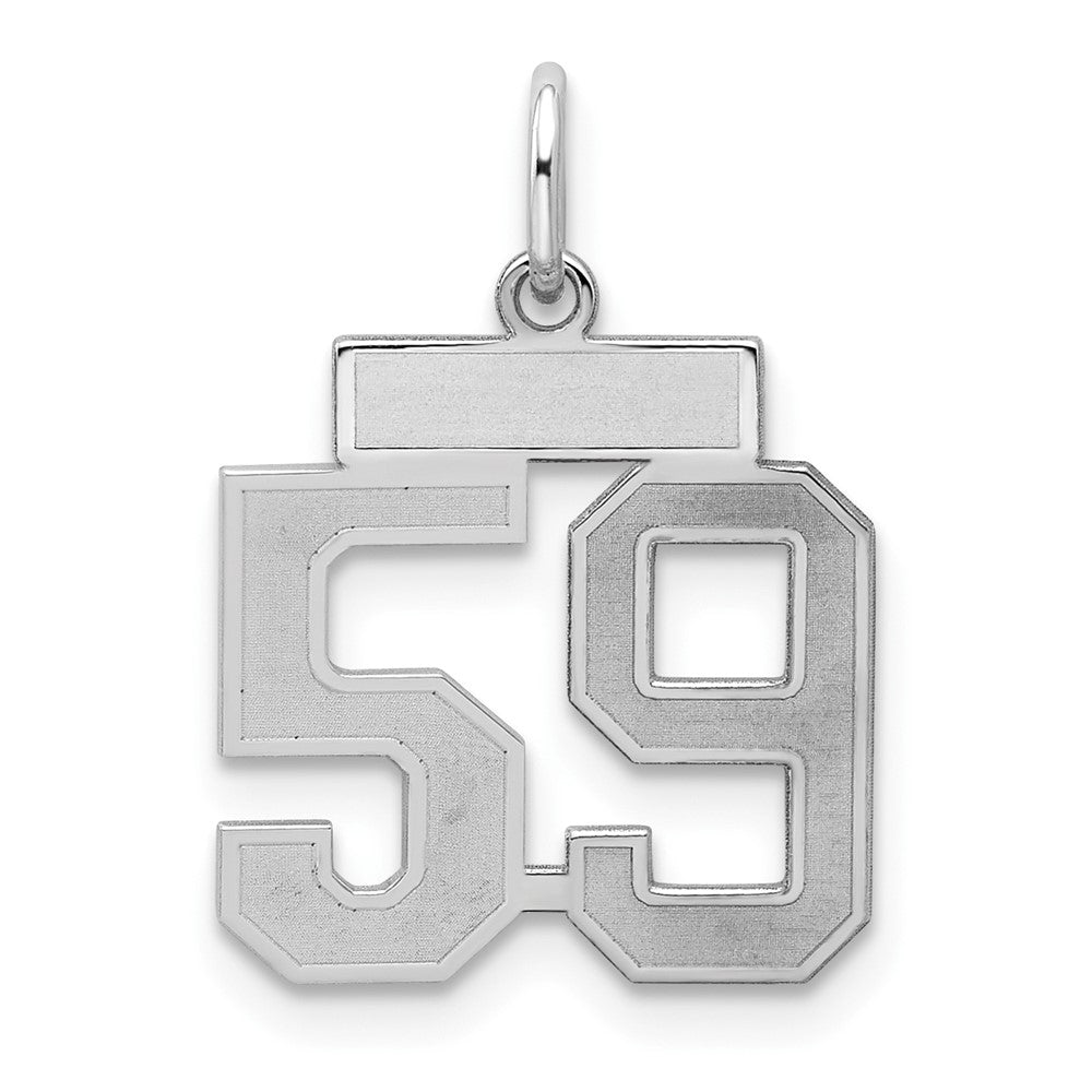 Sterling Silver/Rhodium-plated Satin Number 59 Charm