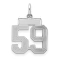 Sterling Silver/Rhodium-plated Satin Number 59 Charm