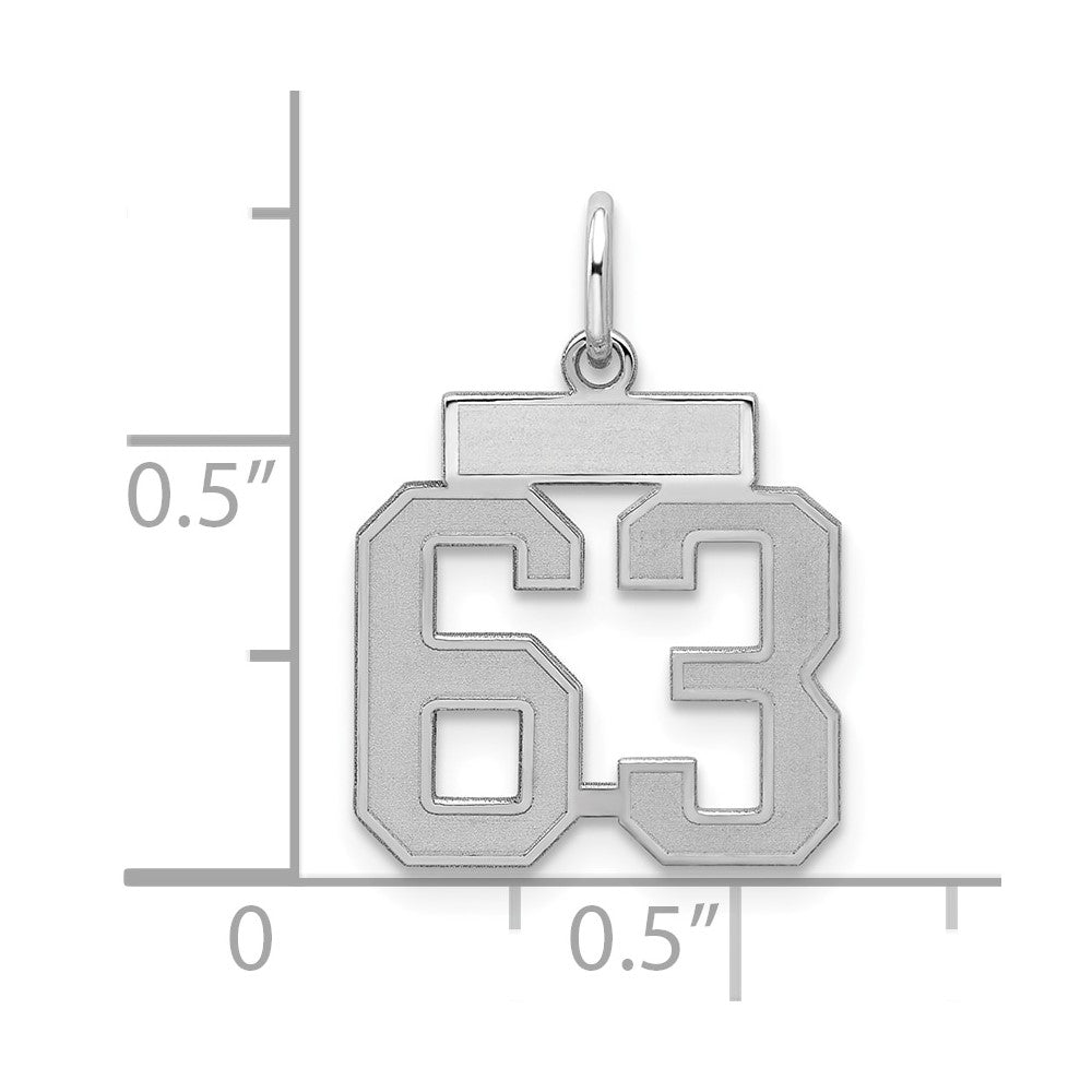 Sterling Silver/Rhodium-plated Satin Number 63 Charm