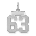 Sterling Silver/Rhodium-plated Satin Number 63 Charm