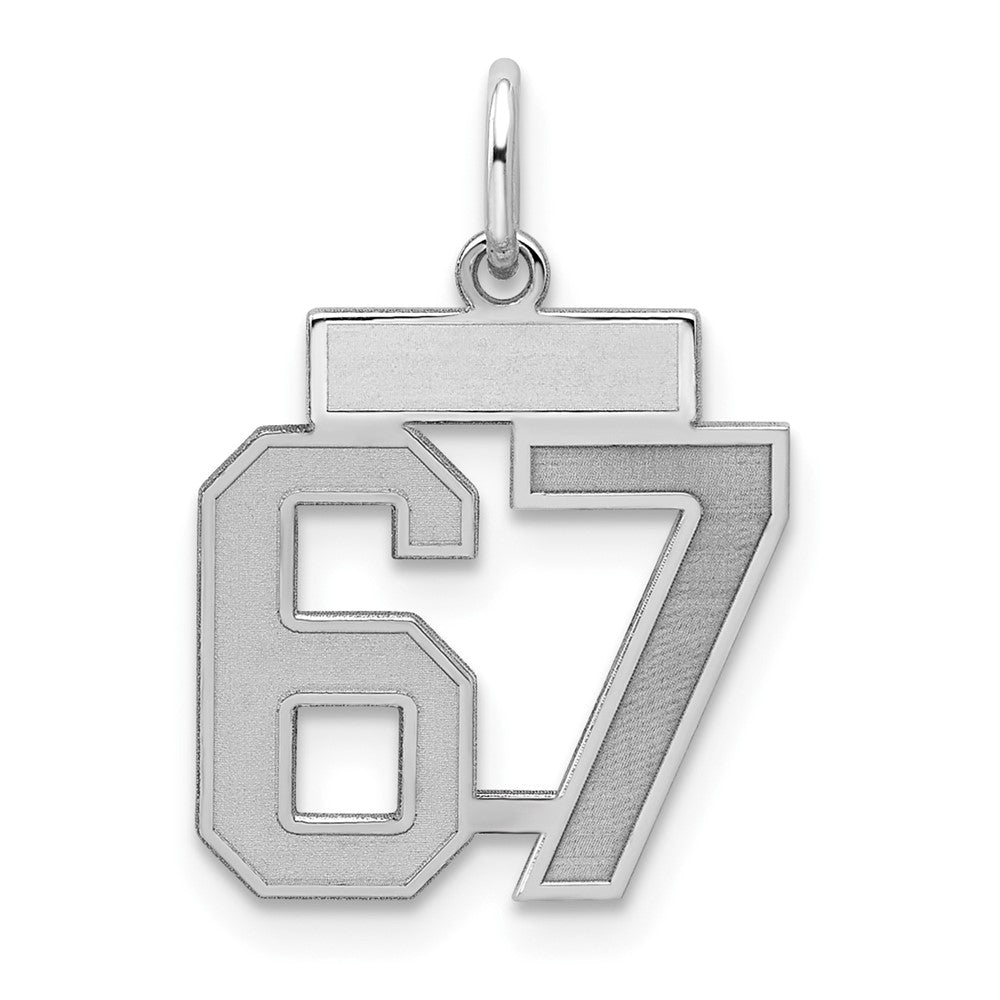 Sterling Silver/Rhodium-plated Satin Number 67 Charm
