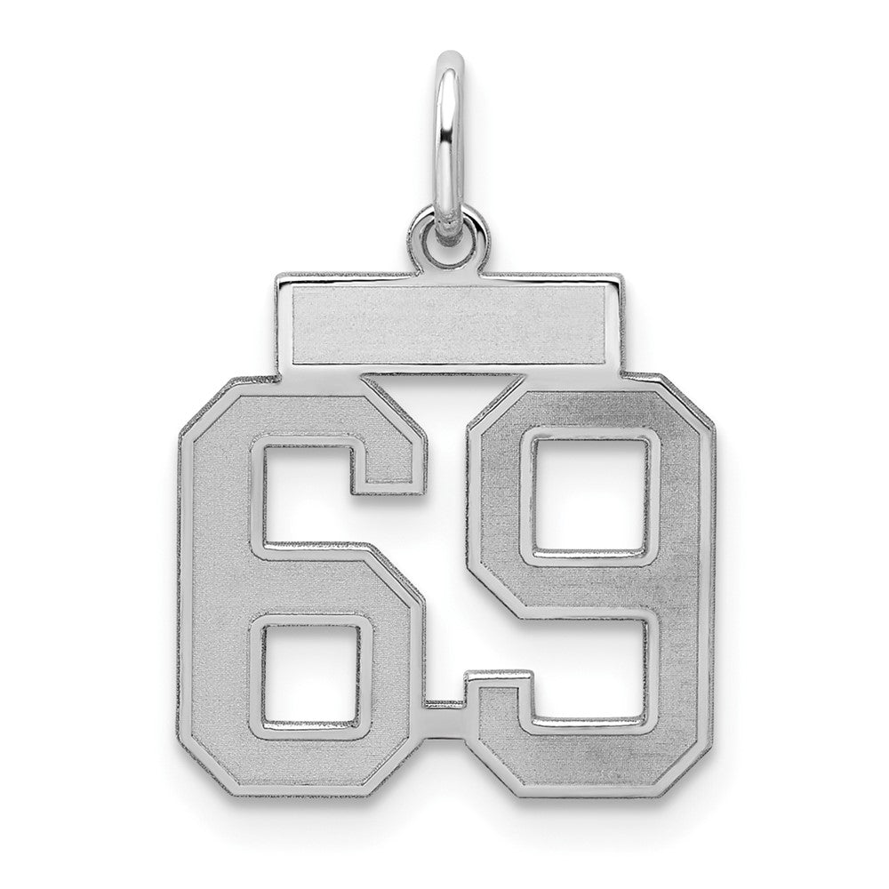 Sterling Silver/Rhodium-plated Satin Number 69 Charm