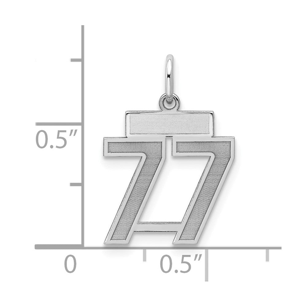 Sterling Silver/Rhodium-plated Satin Number 77 Charm