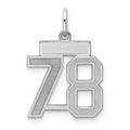 Sterling Silver/Rhodium-plated Satin Number 78 Charm