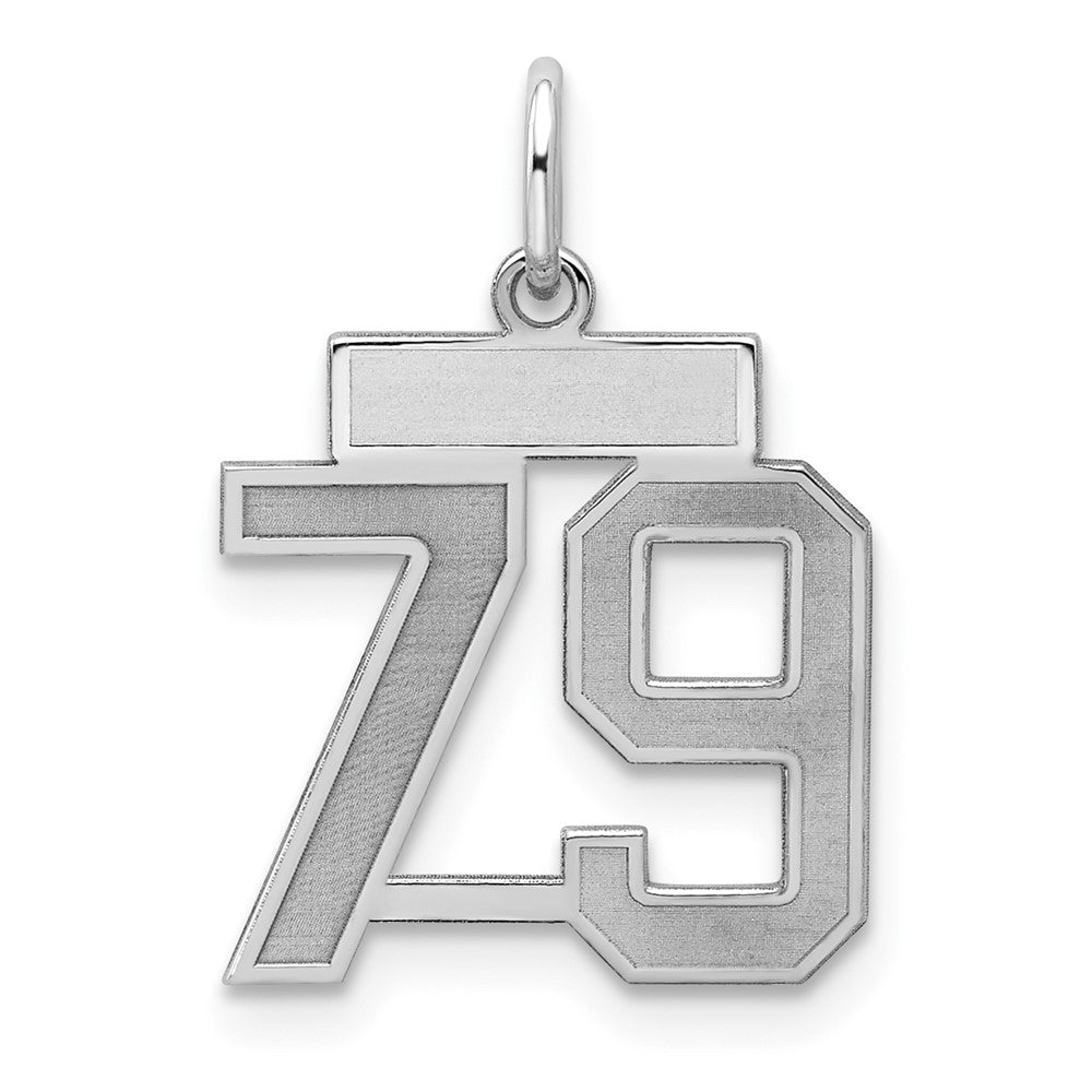 Sterling Silver/Rhodium-plated Satin Number 79 Charm