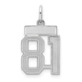 Sterling Silver/Rhodium-plated Satin Number 81 Charm