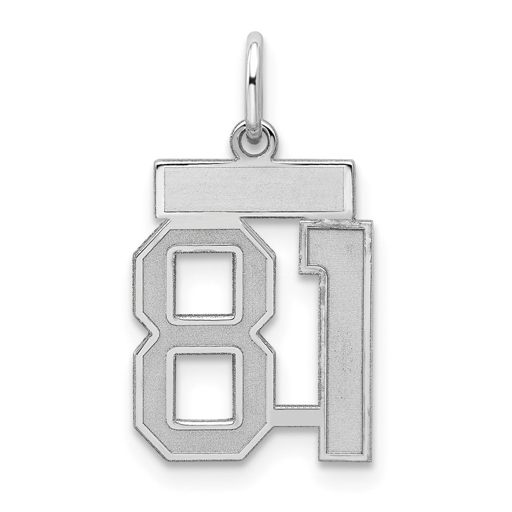 Sterling Silver/Rhodium-plated Satin Number 81 Charm