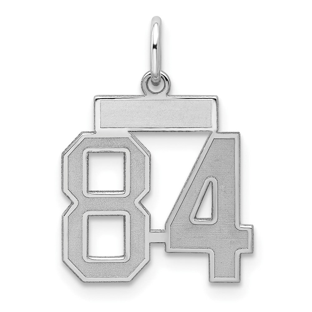 Sterling Silver/Rhodium-plated Satin Number 84 Charm