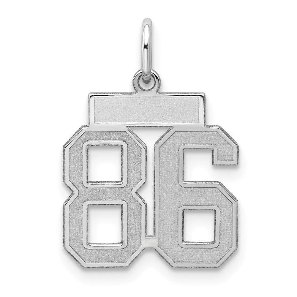 Sterling Silver/Rhodium-plated Satin Number 86 Charm