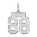 Sterling Silver/Rhodium-plated Satin Number 88 Charm