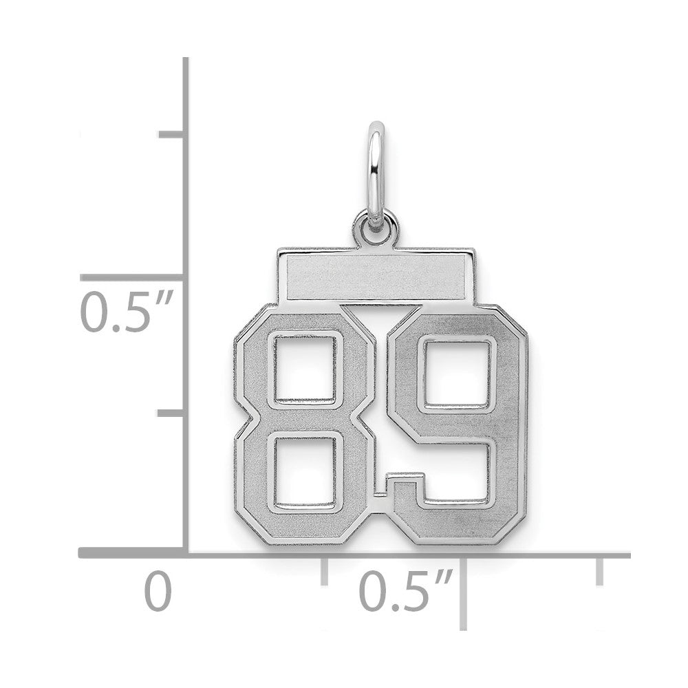 Sterling Silver/Rhodium-plated Satin Number 89 Charm