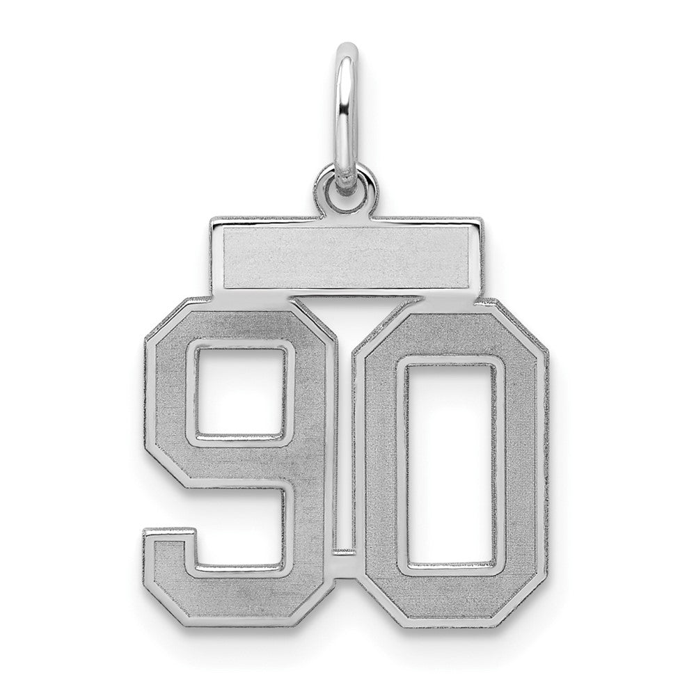 Sterling Silver/Rhodium-plated Satin Number 90 Charm