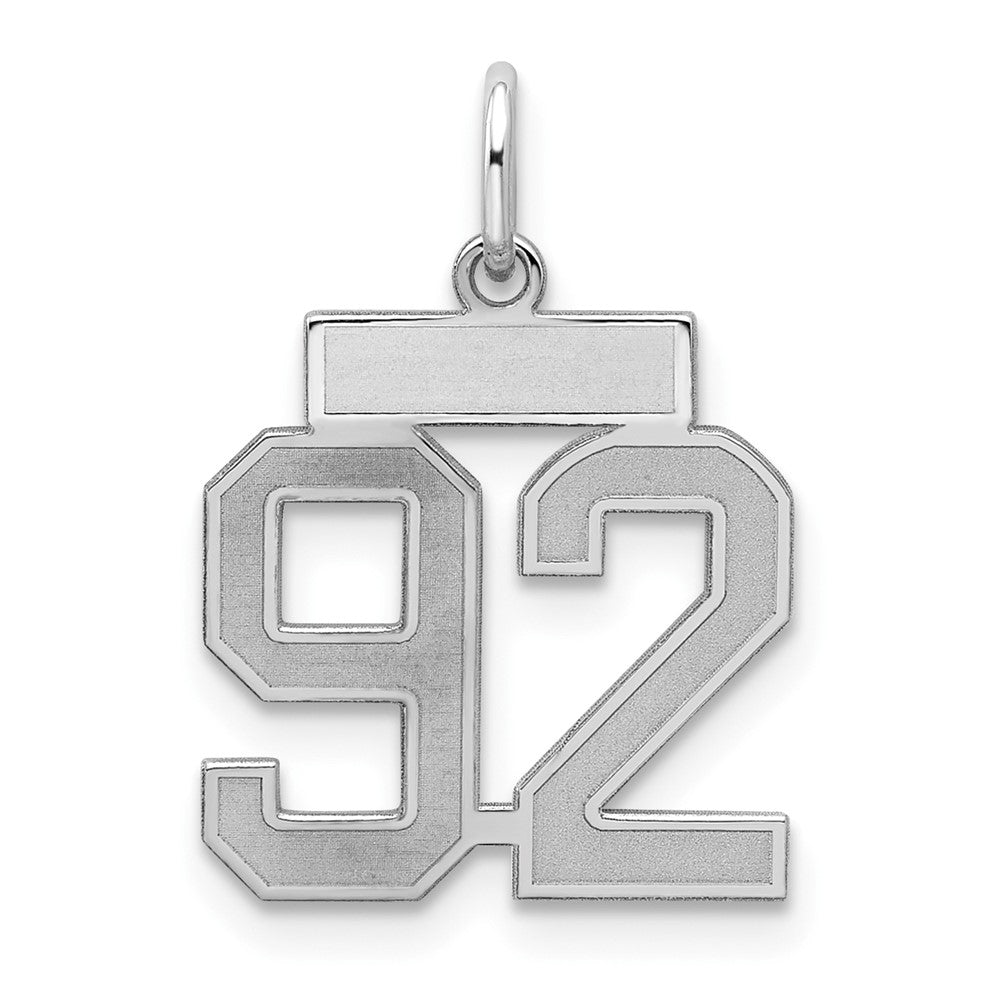 Sterling Silver/Rhodium-plated Satin Number 92 Charm