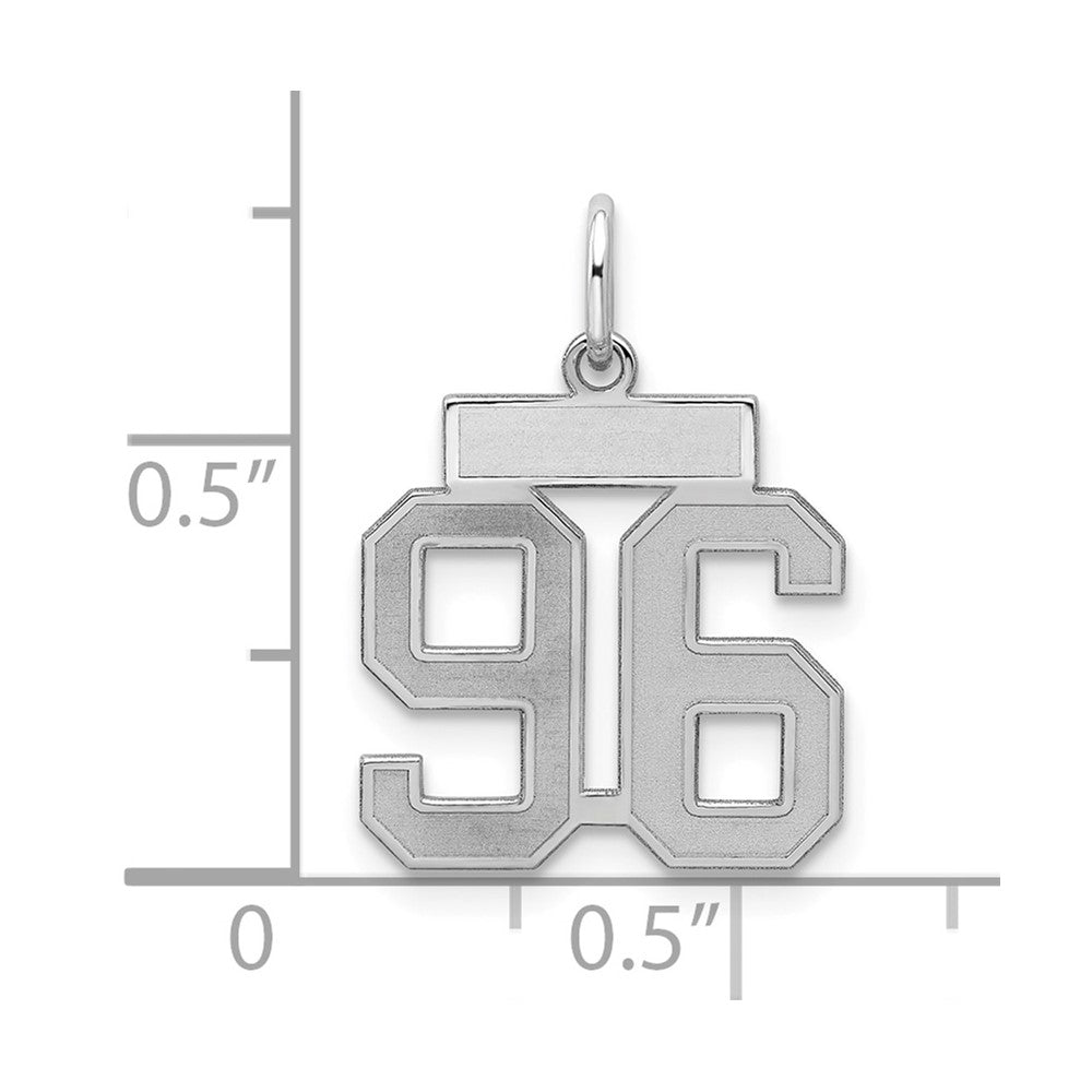 Sterling Silver/Rhodium-plated Satin Number 96 Charm