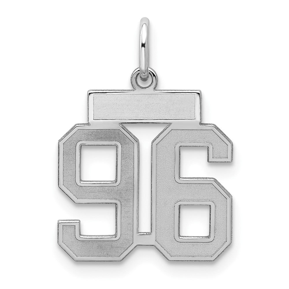 Sterling Silver/Rhodium-plated Satin Number 96 Charm
