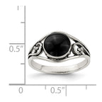 Sterling Silver Antiqued Black Agate Ring
