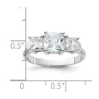 Sterling Silver Rhodium-plated Three Stone CZ Ring