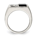 Sterling Silver Rhodium-plated Men's CZ and Onyx Ring