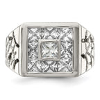 Sterling Silver Rhodium Plated Men's Fashion CZ Ring