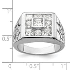 Sterling Silver Rhodium Plated Men's Fashion CZ Ring