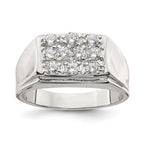 Sterling Silver Rhodium-plated Men's CZ Ring