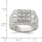 Sterling Silver Rhodium-plated Men's CZ Ring