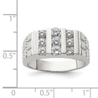 Sterling Silver Rhodium-plated Men's CZ Ring