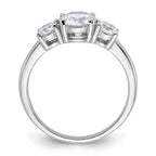 Sterling Silver Rhodium-plated 3 Stone CZ Ring