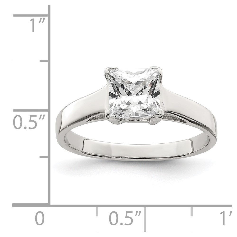 Sterling Silver Rhodium-plated CZ Ring