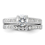 Sterling Silver Rhodium-plated 2-Piece CZ Wedding Set Ring