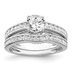 Sterling Silver Rhodium-plated 2-Piece CZ Wedding Set Ring