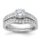 Sterling Silver Rhodium-plated 2-Piece CZ Wedding Set Ring
