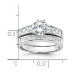 Sterling Silver Rhodium-plated CZ 2 Piece Wedding Ring Set
